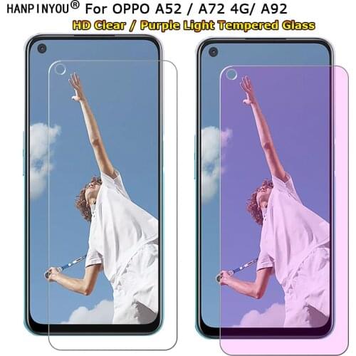 For OPPO A52 / A72 4G / A92 Clear / Anti blue Purple Light Ray Eye Care Tempered Glass 9H 2.5D Premium Screen Protector Film
