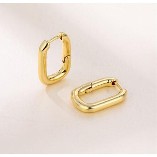 Female Dainty Geometric Square Hoop Earrings Vintage Gold Color Small Earrings For Women Wedding Jewelry Fashion Bride Earrings