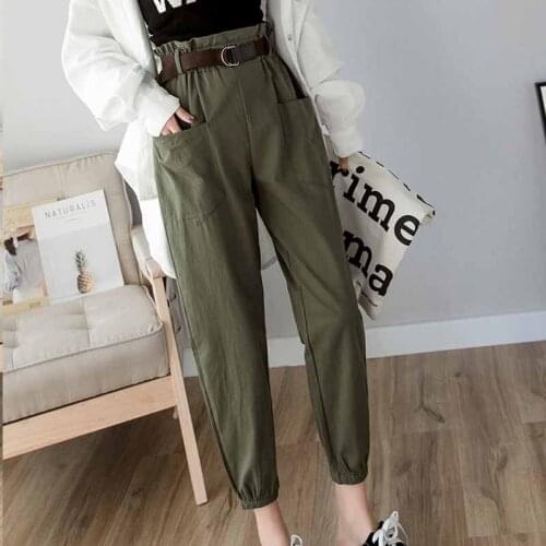 2021 Casual Women Pants Spring Fashion Female High Waist Streetwear All-match Ladies Trousers Loose Harem Pant Pocket Pants