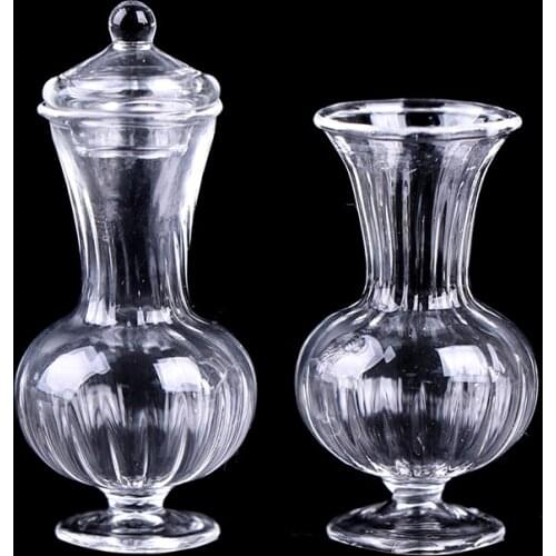 1:12 Dollhouse Miniature Vase Glass Candy Jar Simulation Candy Bottle Model Toy
