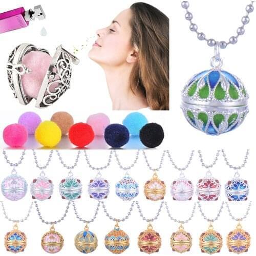 10Pcs/Lot Aromatherapy cage Pendant Aroma diffuser locket Necklace Perfume essential oil essential pendant necklace