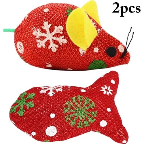 2pcs Cat Toy Teeth Grinding Catnip Toys Funny Interactive Mouse Cat Toy Pet Kitten Chewing Toy Christmas Bite Cat mint For Cats