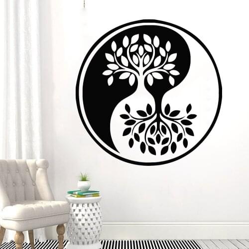 Abstract Wall Stickers School House Decoration Yin Yang Tree of Life Vinyl Wall Decals Home Decor Bedroom Living Room Z052