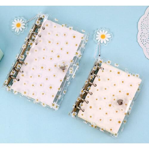 Transparent Small Daisy Cover Loose-leaf Notebook A6/A7 6 Ring Binder Folder Loose-leaf Ring Binder Cute School Office Supplies