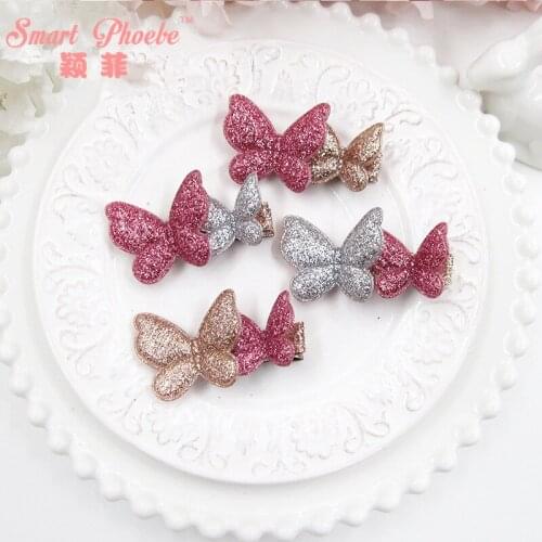 Boutique 20pcs Fashion Glitter Cute Butterfly Hairpins Kawaii Cartoon Animal Mix Colors Hair Clips Hair Accessories Headwear