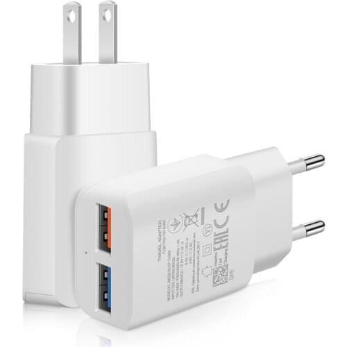 QC 3.0 Dual USB Charger Adapter EU/US Plug 25W max Travel Wall Quick Charge 3.0 Charger 2 USB ports Fast charging For phone