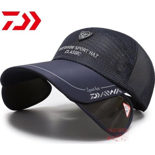 Daiwa Summer Male Women Fishing Caps Sunshade Sun Protection Baseball Golf Hat Breathable Mesh Cap Outdoor Sports Adjustable Hat