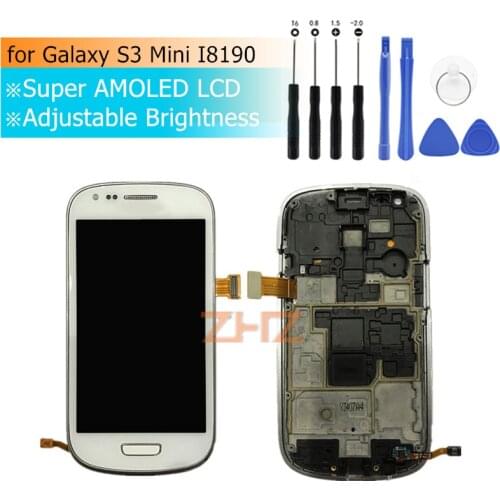For Samsung Galaxy S3 Mini LCD Display Screen Touch Digitizer Assembly with frame I8190 i8190N i8195 i8200 Replacement Parts