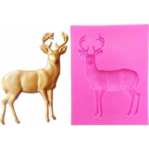 DIY Kitchen cake baking Deer silicone mold fondant molds Christmas day cake decoration tools chocolate gumpaste mould T1099