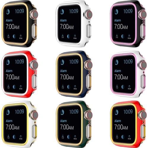 Two-tone Hard PC Protective Cover for Apple Watch SE Case Series 6 5 4 3 Bumper for iWatch 40mm 44mm 38mm 42mm Plating Shell
