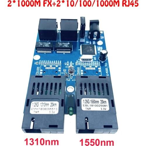 5 Pcs 2G2E 10/100/1000M Gigabit Ethernet Switch Ethernet Fiber Optical Media Converter Single Mode 2 RJ45 UTP and 2 SC Port