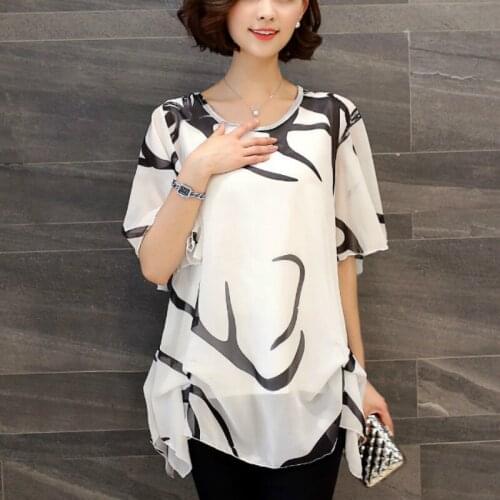 Folgado Camisa XL Libra Feminino Casaco 2019 Blusa Nova moda Casual Fat Mm VerAo Tamanho Solta Camisa Chiffon