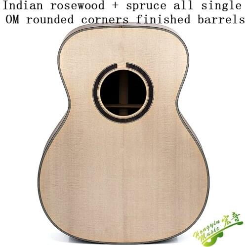 Folk guitar OM - rounded corners all single finished barrel rose wood spruce veneer guitar DIY materials