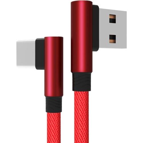 90 Degree Elbow Cotton USB Data cable & 2.4A Fast Charging Data Line for iPhone Xiaomi Samsung Charger