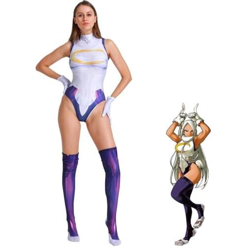 Anime My Hero Academia Cosplay Costume Zentai Miruko Jumpsuit Boku No Hero Academia Bunny Girl Rompers Suit Outfit