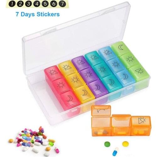 Weekly Pill Case Box Travel Medicine Storage Plastic Drug Tablet Holder Storage Organizer Container Pill Box Splitters Dispenser