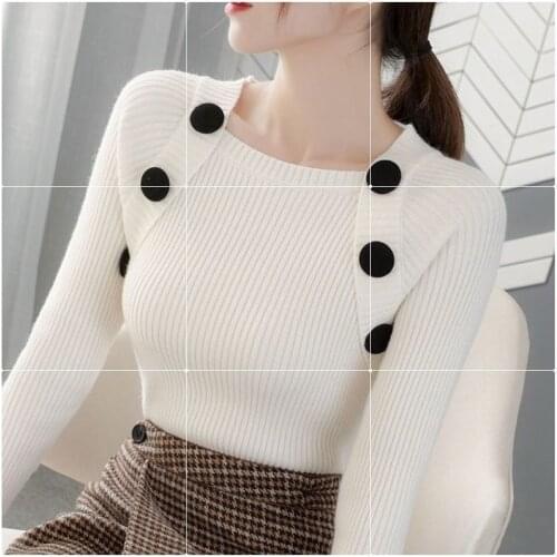 Fashion Solid White Tops Sweaters 2021 New Autumn Winter Long Sleeve O-neck Pullovers Women Sweaters Femme Clothing Y398