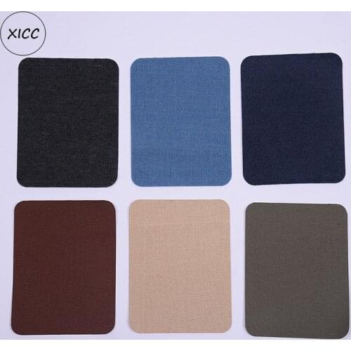 XICC Fashion Hot Melt Adhesive Iron On Transfer Patches Blue Brown Gray Colar Stickers Appliques For Clothing Elbow Repair DIY