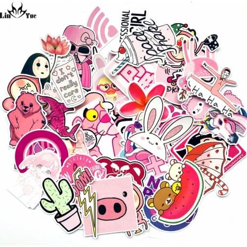 50mixed Cartoon Pink pig Panther Stickers cute For suitcase skateboard laptpo Car sticker decoration waterproof decals