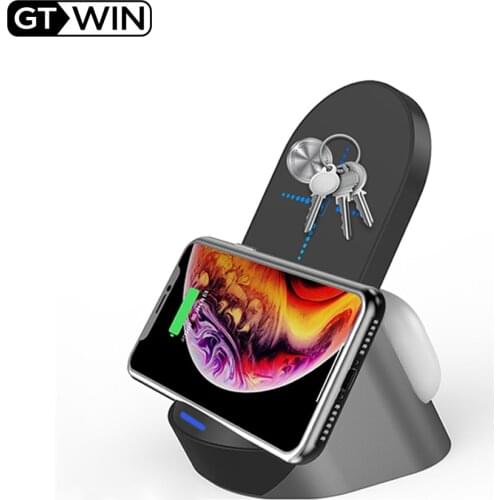 GTWIN 2-in-1 Desktop Wireless Charger Holder Mobile Phone Headphones Wireless Fast Charging Stand For Samsung Xiaomi iPhone