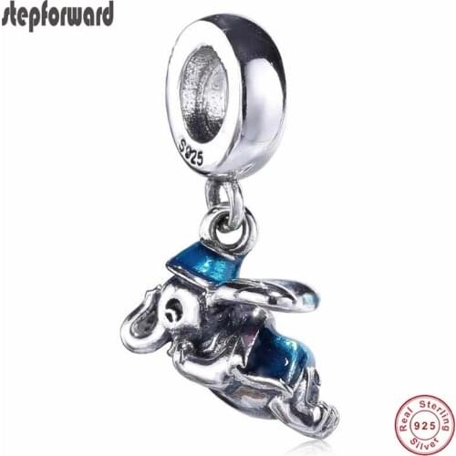 New Arrival Good Quality Enamel Silver Gift Charm Lovely 925 Real Silver Flying Elephant Charm Fitting Famous Snake Chain
