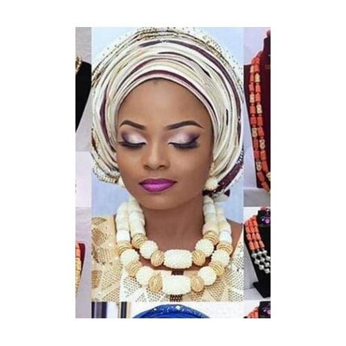 New Natural Coral Real White Coral Beads African Jewelry Fashion Necklace Set Big Original Coral Beaded Women Jewelry Set ABH571