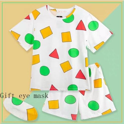 Pijama Sin Chan Man Pajama Sinchan Cotton Summer Short Sets Japanese Pajamas for Couples Man and Woman Sleepwear 2021