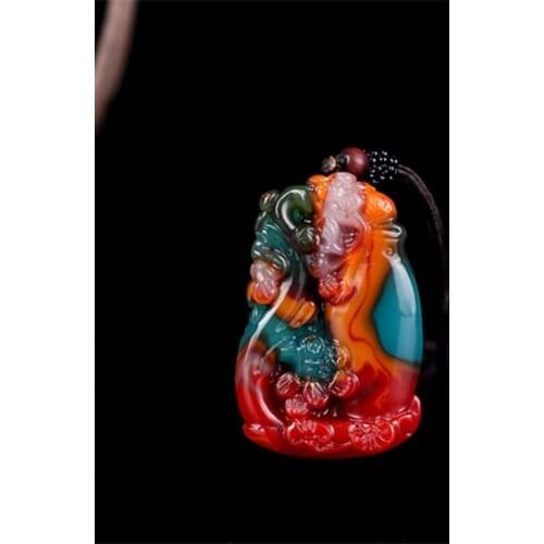 Natural Xinjiang Color Jade Stone Safety Ru yi Jade Pendant Jewelry Lucky Safety Auspicious Amulet Pendant Fine Jewelry