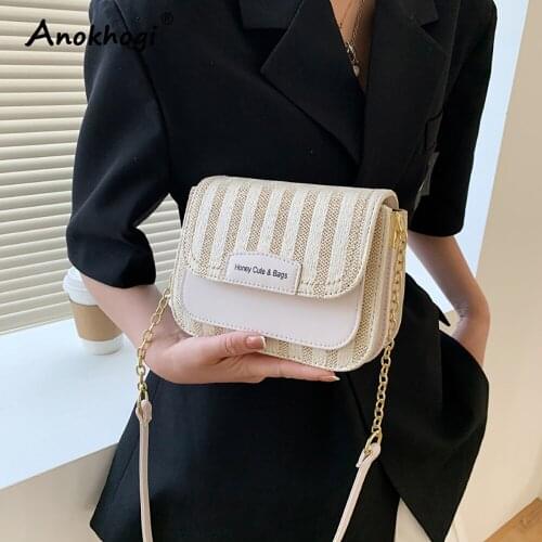 Simple Style Women Casual Shoulder Bag Striped Female Flap Mini Square Bag ML129