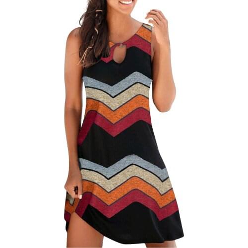 Plus size dresses Women Dresses Summer 2021 Womens Fashion Sleeveless Vest Print Maxi Tank Knee-length Dress Vestidos Mujer