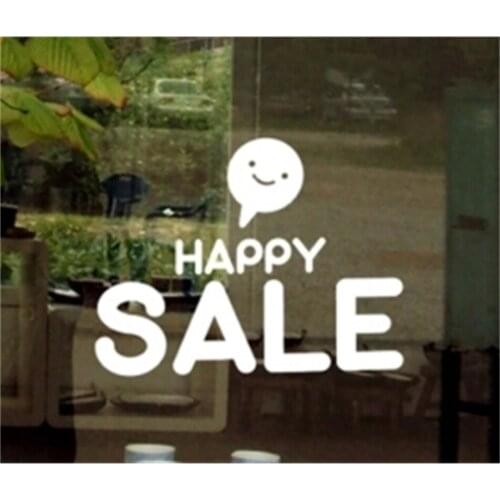 Promotion Window Banner Sticker Store Pop Decor Happy Sale Window Sticker Adheive Pop Poster Advertising Poster Wall Sticker