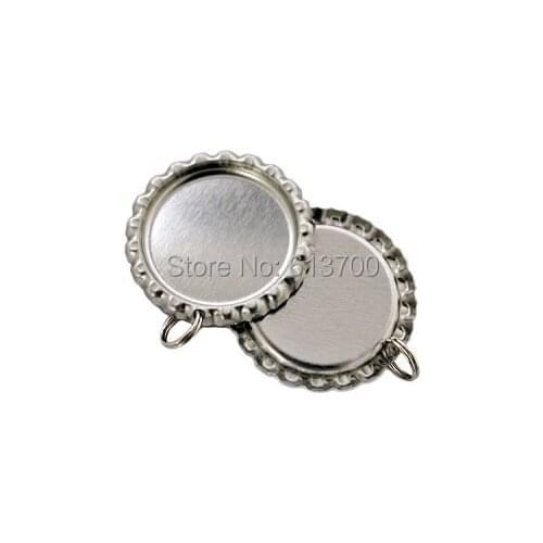 Sliver Both Side Colored Flattened Bottle Caps For Crafts Jewelry Metal Crown Cap Dome Beer Cap Flat BottleCaps With Hole Rings