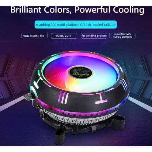 RGB CPU Air Cooler with 90mm Silent Fan Aluminum Fins Low Profile CPU Cooler for AMD AM4 AM3+ AM3 AM2+ AM2 FM2 FM1 X79 X99 LGA 7