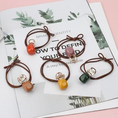 Oaoleer Geometric Rubber Bands Bracele Women Crystal Beads Hollow Out Elastic Hairbands For Girls Lady Handmade Hair Accessories