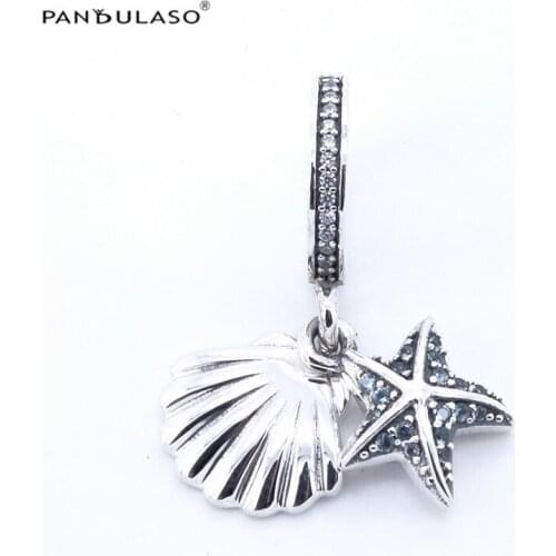 Female Fashion Jewelry Tropical Starfish & Sea Shell Pendant Charm Fits Charms Bracelets For Woman Sterling Silver Jewelry