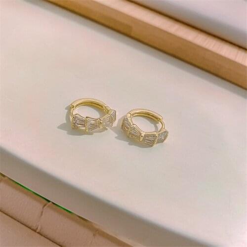 Cubic Zirconia Bowknot Hoop Earrings For Women Gold Color Small Huggies Earrings Cute Circle Pendientes Jewelry