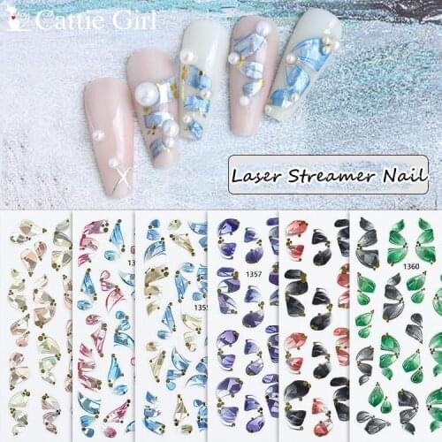 1 Sheet Laser Streamer 3D Nail Art Stickers Abstract Ballet shoess Adhesive Nail Decals Manicure DIY Nails Design