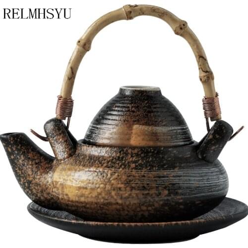 1PC RELMHSYU Japanese Style Ceramic Small Seafood Soup Pot Teapot With Teacup Cuisine Tableware Set Single Restaurant