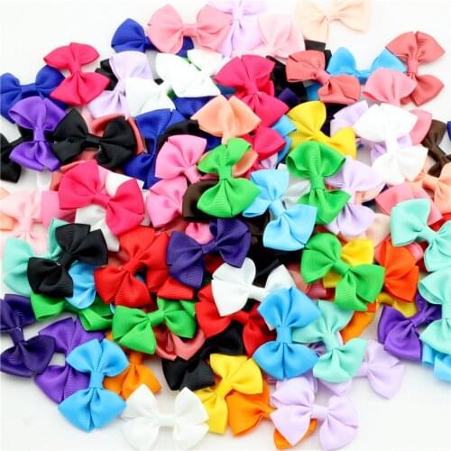 10pcs 2.5" DIY Boutique Small Ribbon Bow Solid Satin Bow tail Kids Headwear material Girls Hair accessories Party Decoration