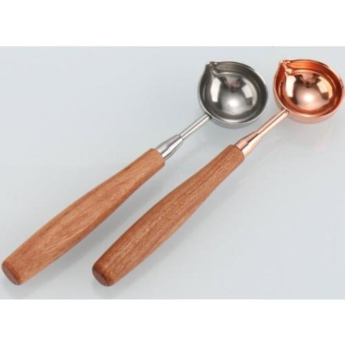 100Pcs/Lot Anti-Hot Sealing Wax Spoon Wood Handle Retro Wax Stamping Spoons Invitation Cards Decorative Stamps Craft Wholesale