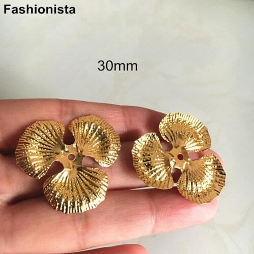 100 pcs/ 20pcs Metal Casted Flower Bead Caps,Gold 30mm Thick Metal 3 Petal,Simple Metal Flowers,Handmade Jewel Crafts Findings-J
