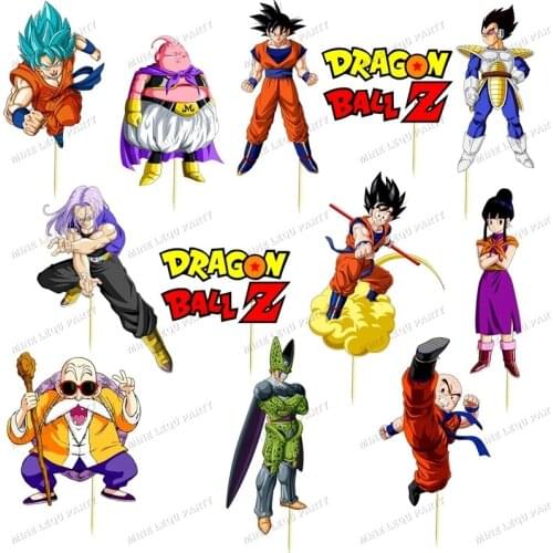 12pcs Cartoon Birthday Party Goku Game Ball Theme Cupcake Toppers pick fruit picks baby shower kids birthday Party Supplies