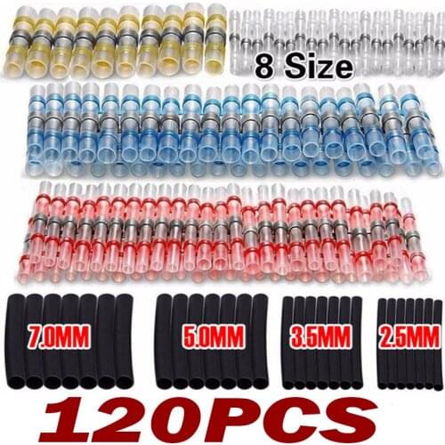 120PCS Solder Sleeve Connectors + Wire Tubing - Heat Shrink Electrical Cables Wire Seal Insulation Waterproof Soldering