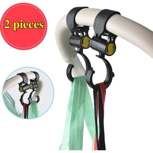 2pcs Baby Hanger Baby Bag Stroller Hooks Rotate 360 Degree Baby Car Seat Accessories for Stroller Shopping Bag Clip Hook