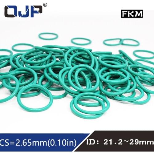 5PCS Fluorine rubber Green FKM Oring Seal CS2.65mm ID21.2/21.89/22.4/23.6/25/25.8/26.5/28/29mm ORing Seal Fuel Gasket