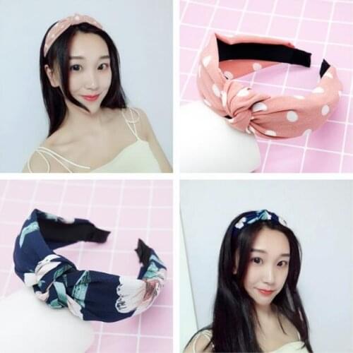 50pcs/lot DIY Simple Multi Fabrics Wave Point Head Bands Cross Wash Face Makeup HeadBands Hair Styling Tools Accessory HA1716