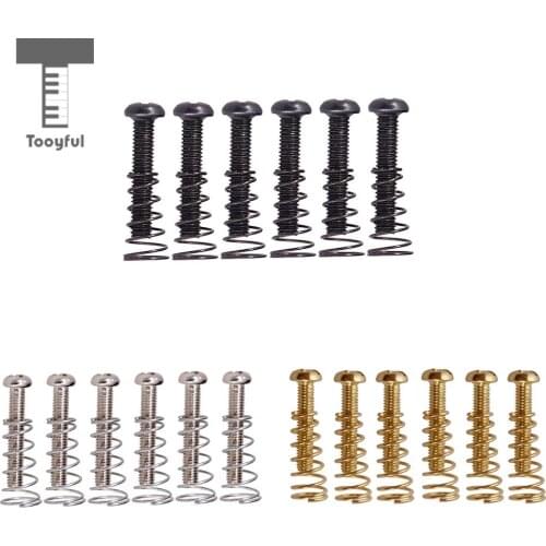 Tooyful 6 Pieces Iron Bridge Tailpiece Fixing Screws+Springs Set for Electric Guitar Replacement Parts