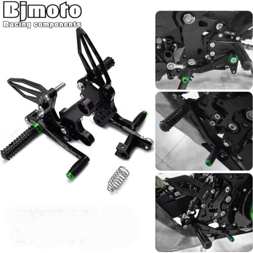 Aluminum Motorcycle Adjustable Rearsets Footrest For Kawasaki Ninja 400 Ninja 250 2018-2019 Rear Sets Foot Pegs Pedal Black