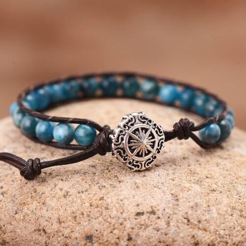 Amulet Antique Charm Lucky Bracelets Natural Round Stones Couple Talisman Bangles