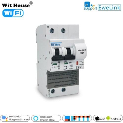 EWelink 2P WiFi Circuit Breaker Power Monitoring Meter Function Smart MCB Alexa Google Home Compatible Lan Control IFTTT Support
